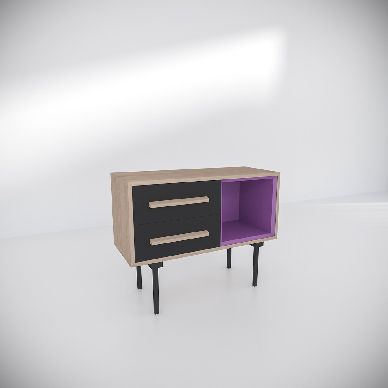 Тумба с ящиками черно-фиолетовая Twin BRAGIN DESIGN  256520 Бежевый  - Вид №4