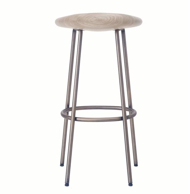 BassamFellows Высокий барный стул из стали и дерева Pebble Cb-273 - Вид №4