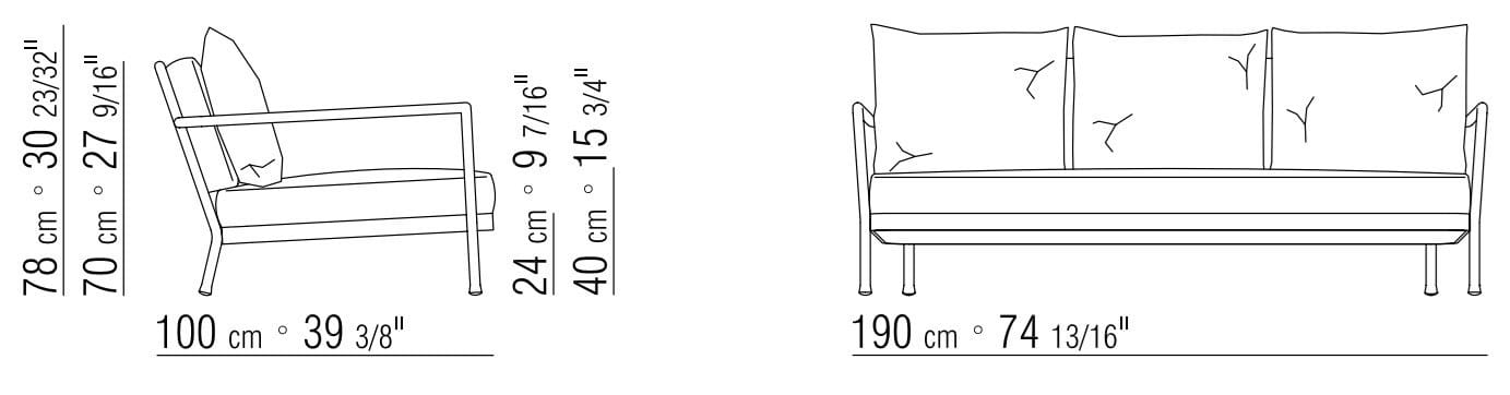 Алюминиевый и тканевый садовый диван Flexform Camargue ARCH-00069263 - Вид №5