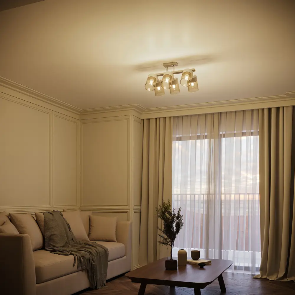 INSPIRE Amber — потолочная люстра с 6 янтарными плафонами 85113379 STLM-0058956 - Вид №8