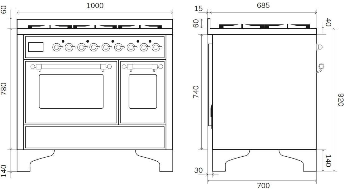 Ilve Отдельностоящая стальная кухня Majestic Md10n Santreyd - Вид №2