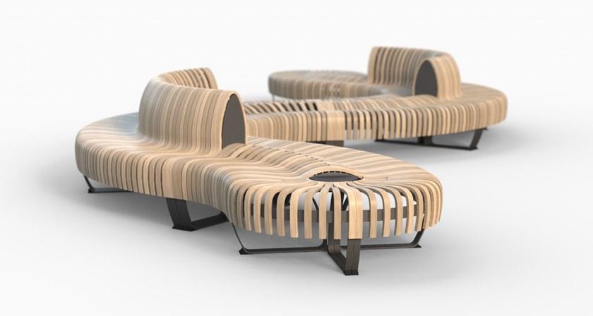 Green Furniture Concept Скамья из фанерованной древесины без спинки Nova c sun-id-1373239 - Вид №1