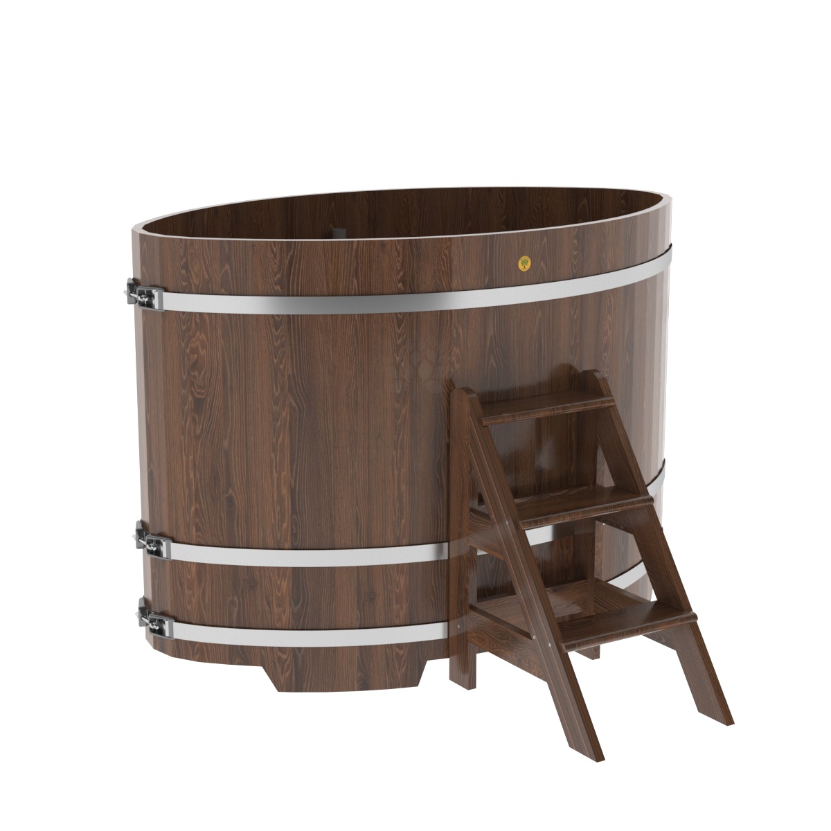 1313 Купель овальная из дуба 1,02х1,68х1,2 морёная Alyarus 