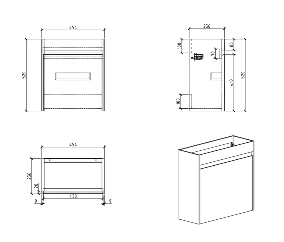 Мебель для ванной BelBagno PIETRA MINI-460-BL левосторонняя  - Вид №2