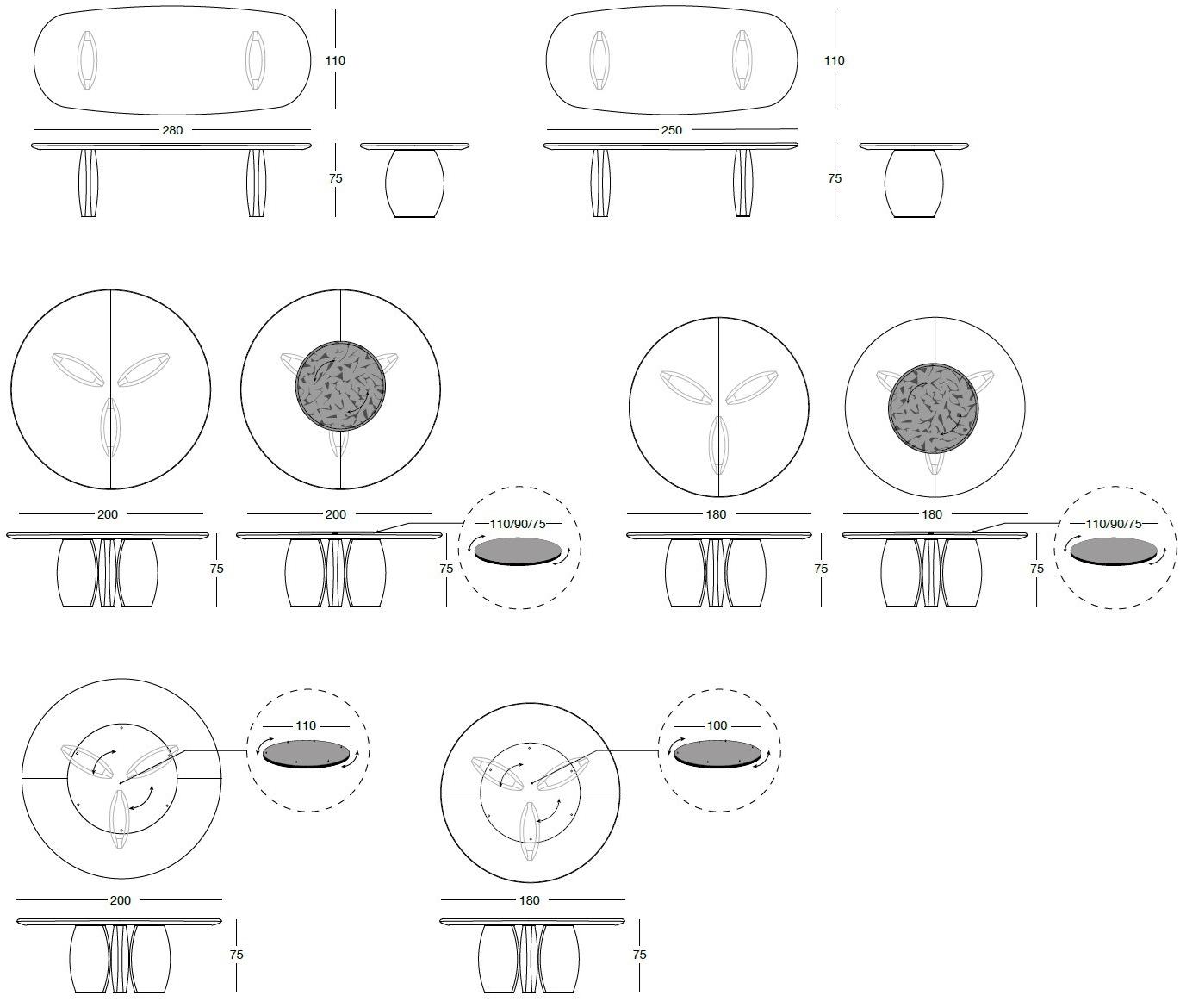 Longhi Круглый мраморный стол с ленивой сьюзан Loveluxe 2020 – sartoria collection sun-id-1508570 - Вид №9
