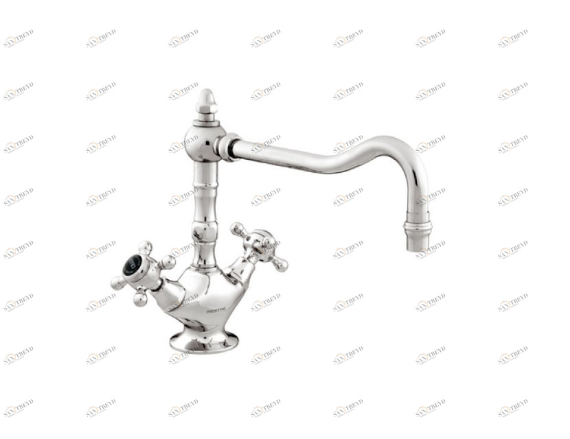 035030.N00.50 Смеситель для мойки на одно отверстие, черный фарфор Яркий хром Mestre RETRO