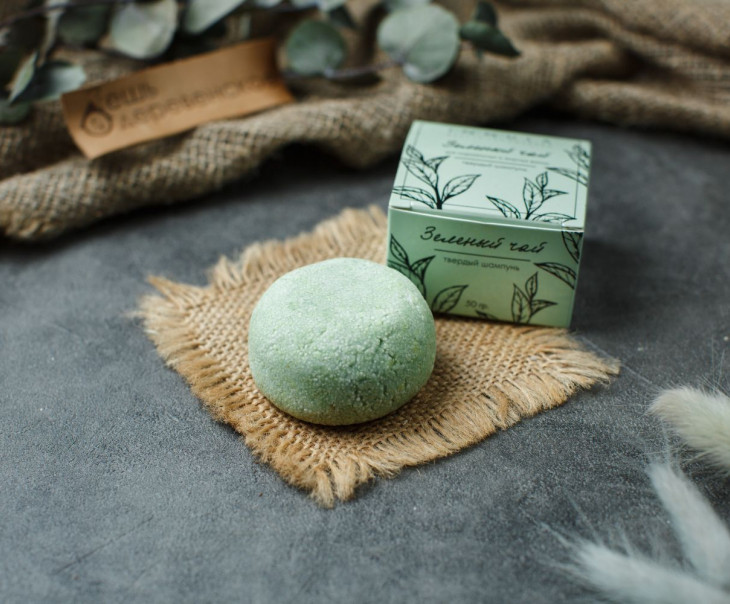 5895 Твердый шампунь "Зеленый чай" для нормальных и жирных волос Вкусляндия  - Вид №1