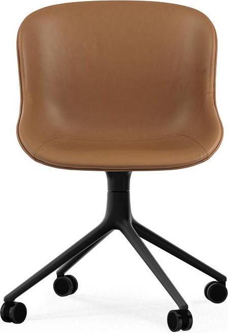 604593 Chair Swivel 4W Полная обивка Черный алюминий / Ультра кожа Normann Copenhagen Hyg  - Вид №1