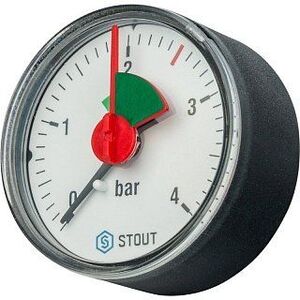 Манометр аксиальный с указателем предела 50 мм 1/4" 4 бар STOUT