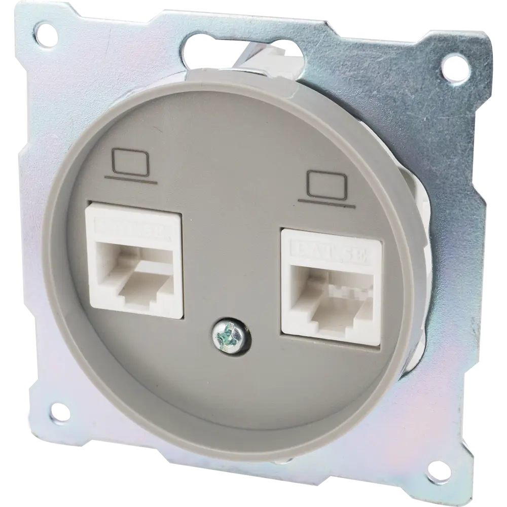 Розетка компьютерная двойная встраиваемая Onekey Florence RJ45 UTP cat 5e цвет серый ONEKEYELECTRO STLM-2021507 - Вид №2