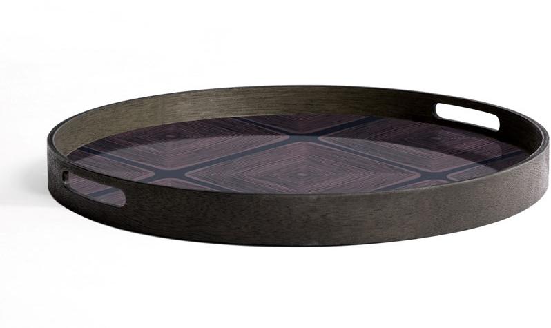 Ethnicraft Круглый поднос из дерева и стекла Linear flow 20910 - Вид №1