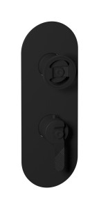 Комплект наружных частей термостата с дивертером на 2 потребителя - вертикальная овальная панель с ручками Bold WE ARE IB eua612npnb1 Matt Black Aqua