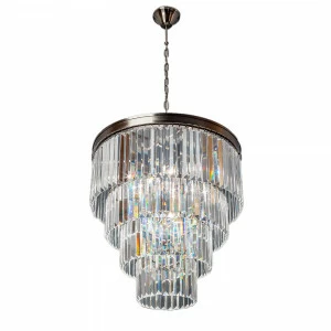 Люстра подвесная со стеклянными подвесками никель Frezia Light 116016 FREZIA LIGHT ДИЗАЙНЕРСКИЕ 00-3953603 Никель;прозрачный