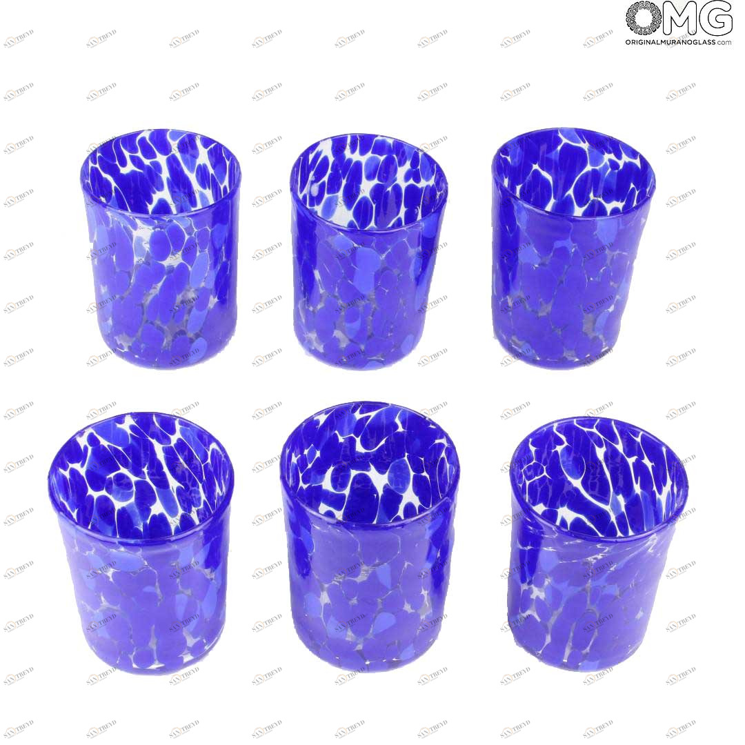 2189 ORIGINALMURANOGLASS Набор из 6 синих рюмок - муранское стекло 6 см 