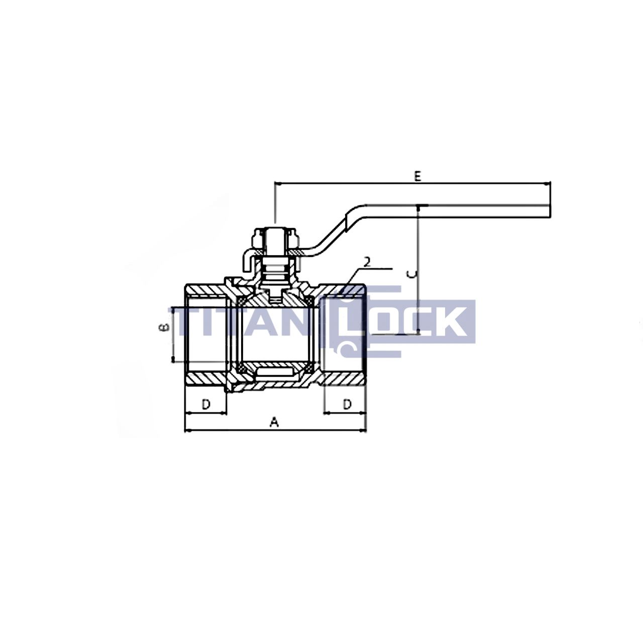 1,25in, шаровый кран, резьба BSP, латунь TL125BVBR TITAN LOCK  - Вид №1