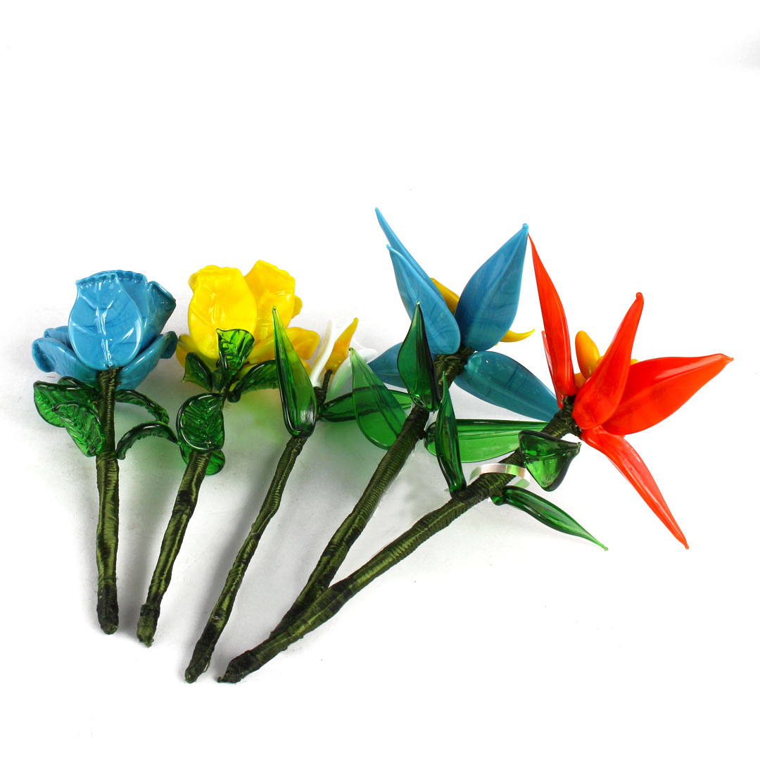 4270 ORIGINALMURANOGLASS Декоративная синяя орхидея - муранское стекло OMG 15 см  - Вид №1