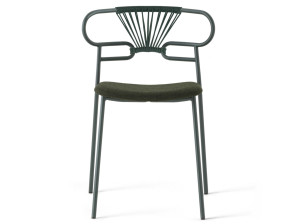 Штабелируемый металлический стул с открытой спинкой с мягким сиденьем