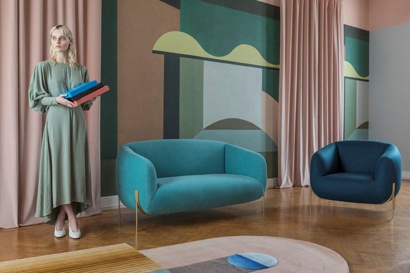 Saba Italia Кресло из ткани со съемным чехлом с подлокотниками Geo sun-id-1374537 - Вид №2