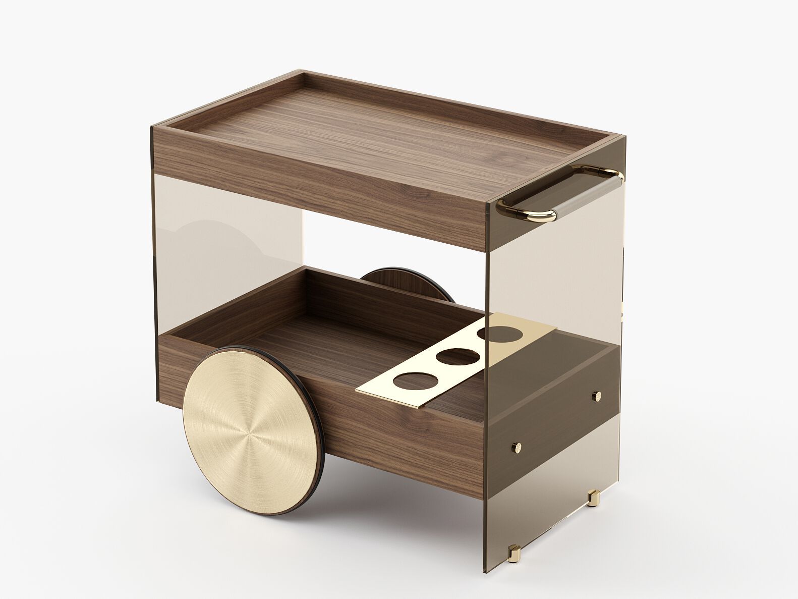 Деревянная и стеклянная тележка для еды Laskasas Essence ARCH-00090903 - Вид №2