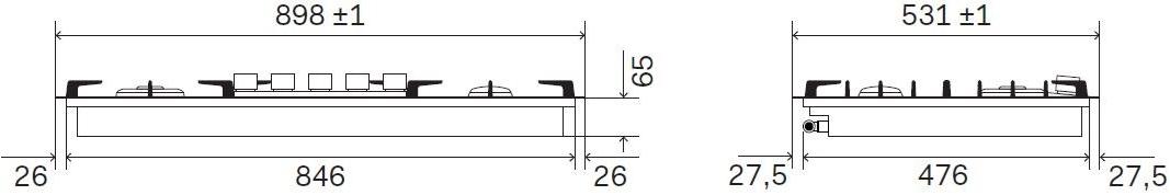 Ilve Газовая плита из нержавеющей стали Professional plus Hpt95d Santreyd  - Вид №1