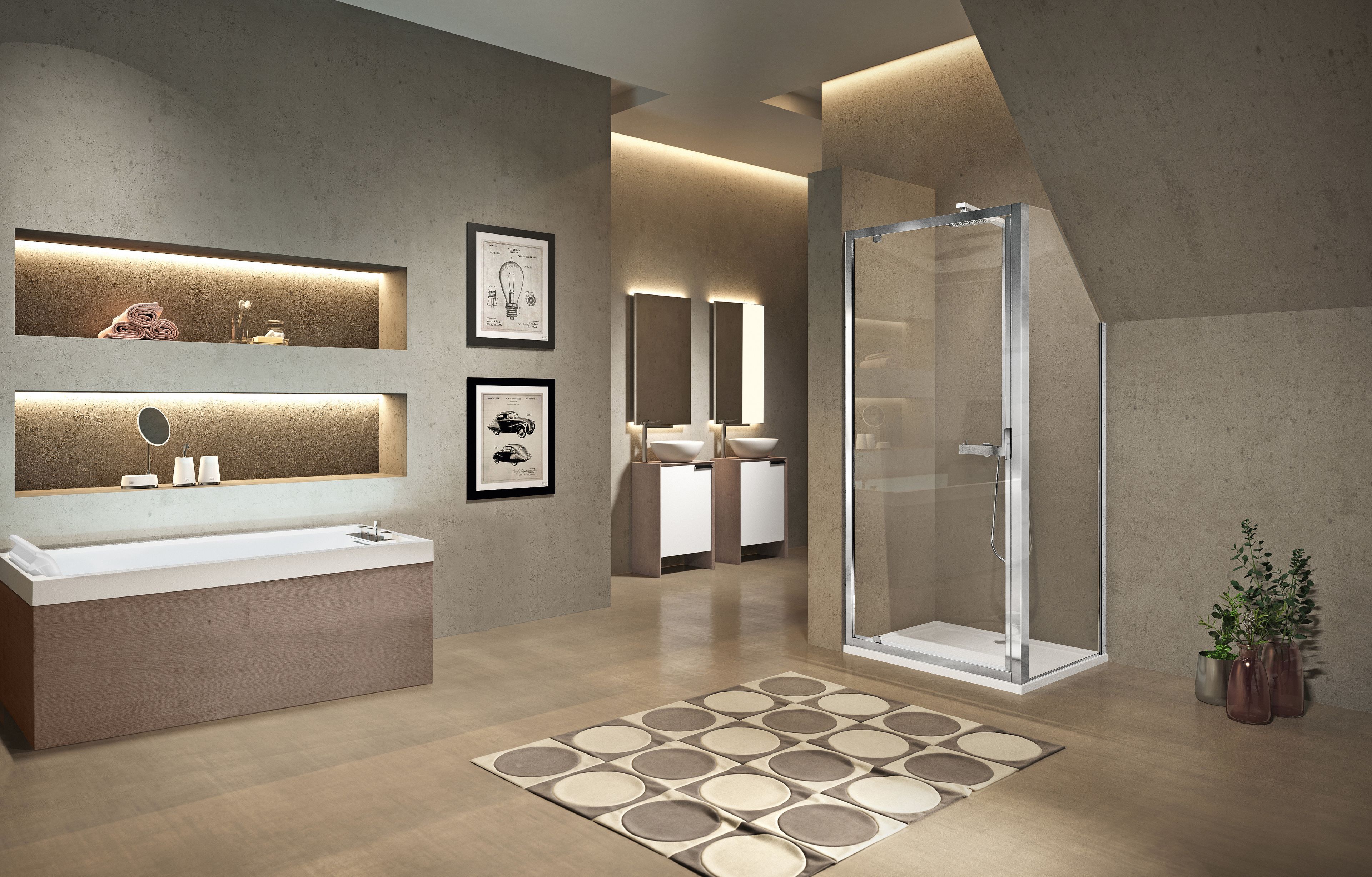 Профиль угловой душевой кабины с распашной дверью Novellini Lunes ARCH-00068967 - Вид №1