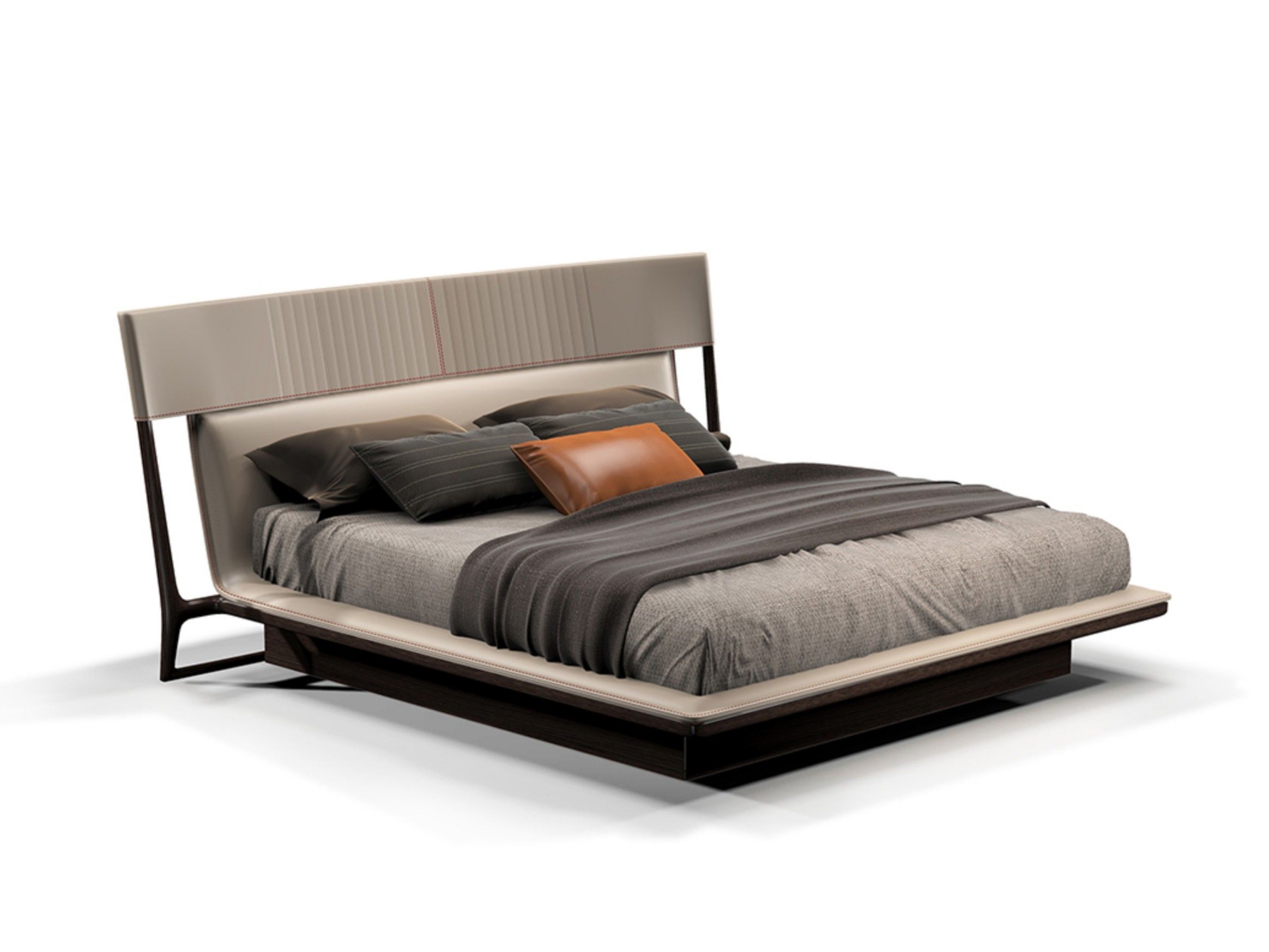 Деревянная двуспальная кровать с кожаным мягким изголовьем Turri Vine ARCH-00031611 - Вид №1