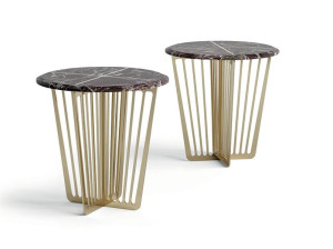Круглая тумбочка из металла и мрамора