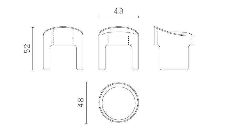Низкий кожаный стул с мягким сиденьем CPRN HOMOOD Shapes ARCH-00103089 - Вид №2