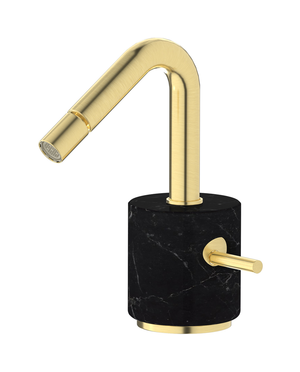 Смеситель для биде на 1 отверстие в комплекте с донным клапаном. WE ARE IB mr220is_2 Brushed Pale Gold Marmo