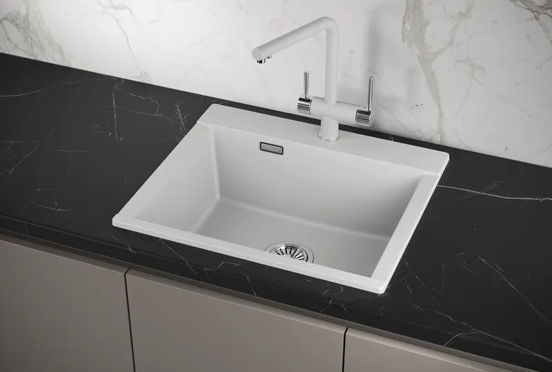 ES-5804, АРКТИК (БЕЛЫЙ), кухонная мойка, кварц, ESTETICA GRANULA 5804-ST230 - Вид №1
