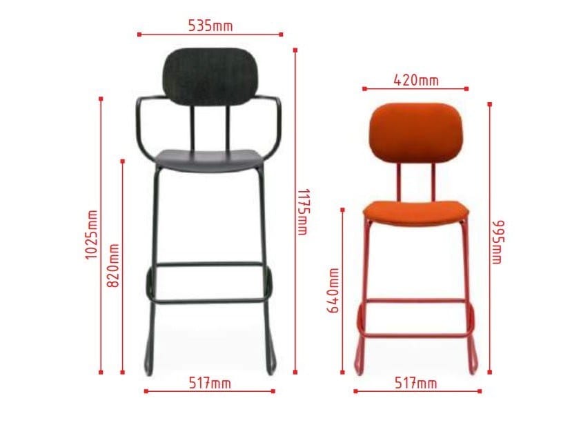 Высокий табурет из фанеры с подлокотниками MDD новая школа ARCH-00035944 - Вид №2