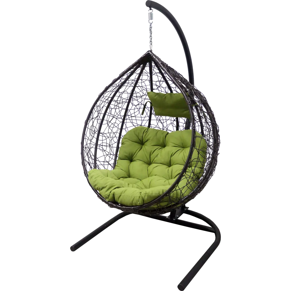 Кресло подвесное с опорой Veil 102x200x126 см, искусственный ротанг, тёмно-коричневый/оливковый Santreyd VE002 STLM-2181779