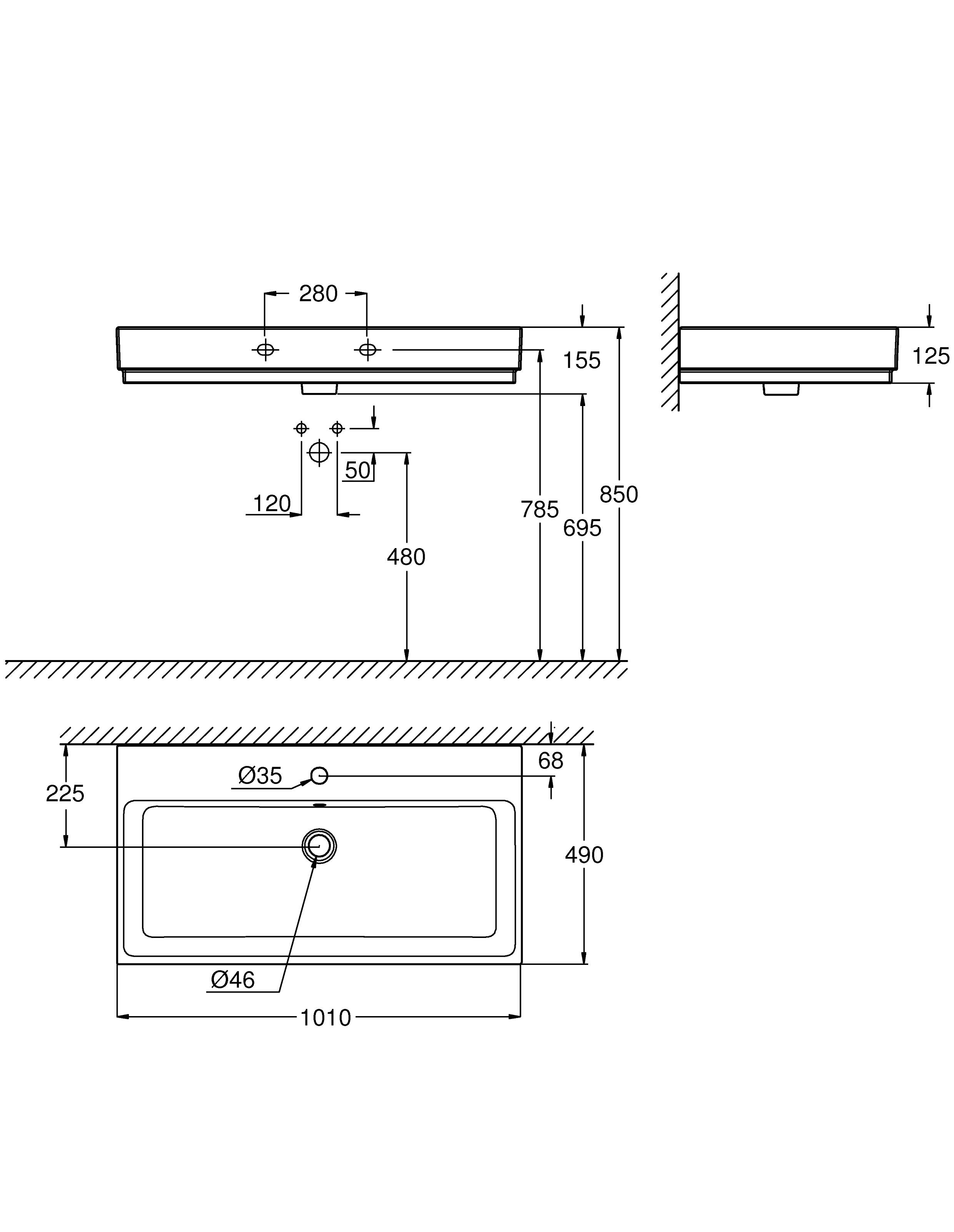 3938600H Подвесная раковина настенная квадратная Grohe Cube белая - Вид №1