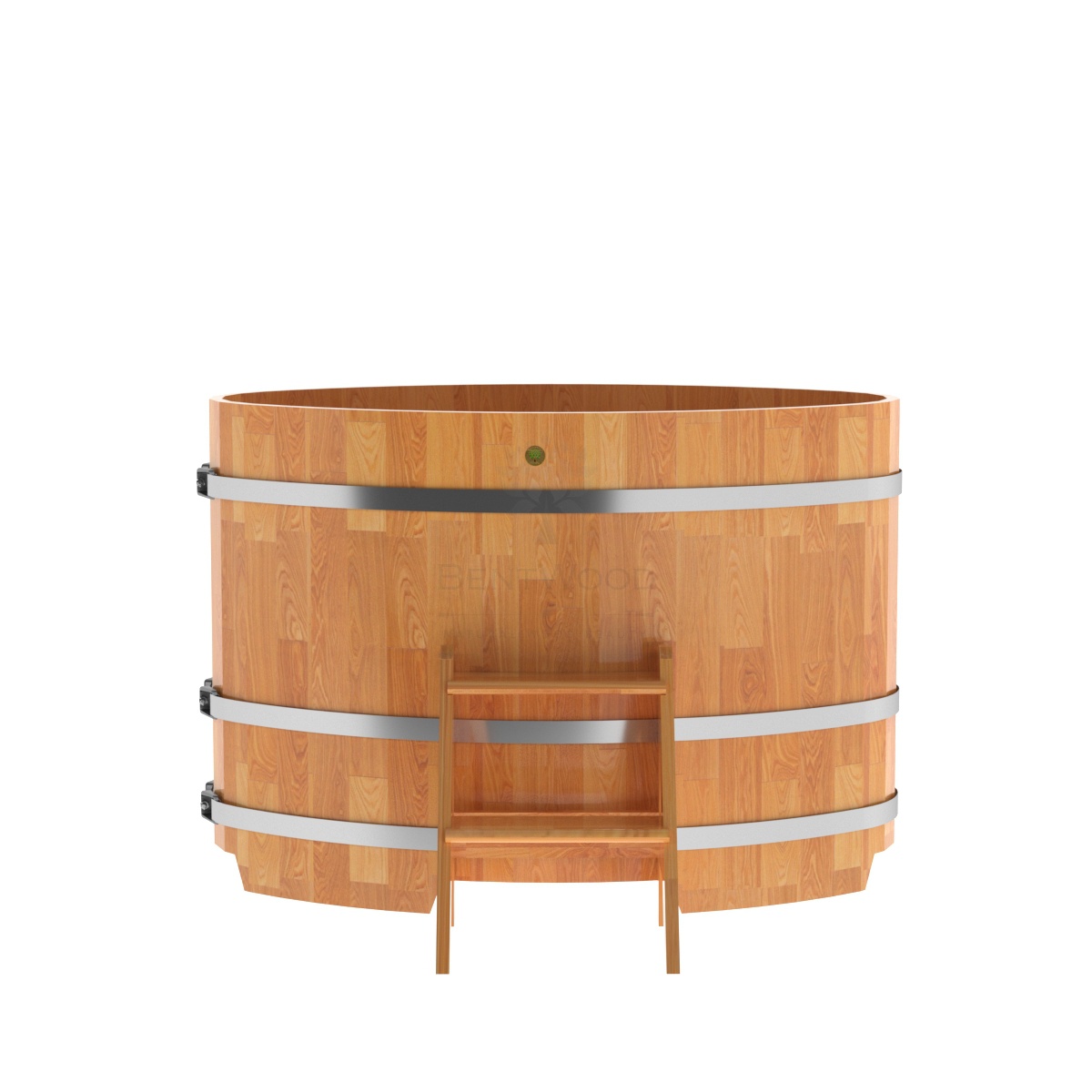 1492 Купель овальная из сращенных ламелей лиственницы 0,80х1,42х1,0 натуральная Alyarus  - Вид №3