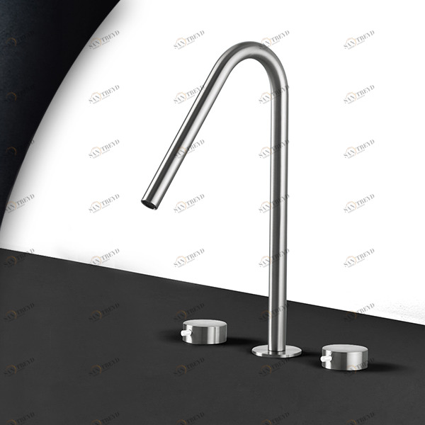 Смеситель для раковины сталь матовая с белой ручкой Toki Radomonte TKI24SCIL31