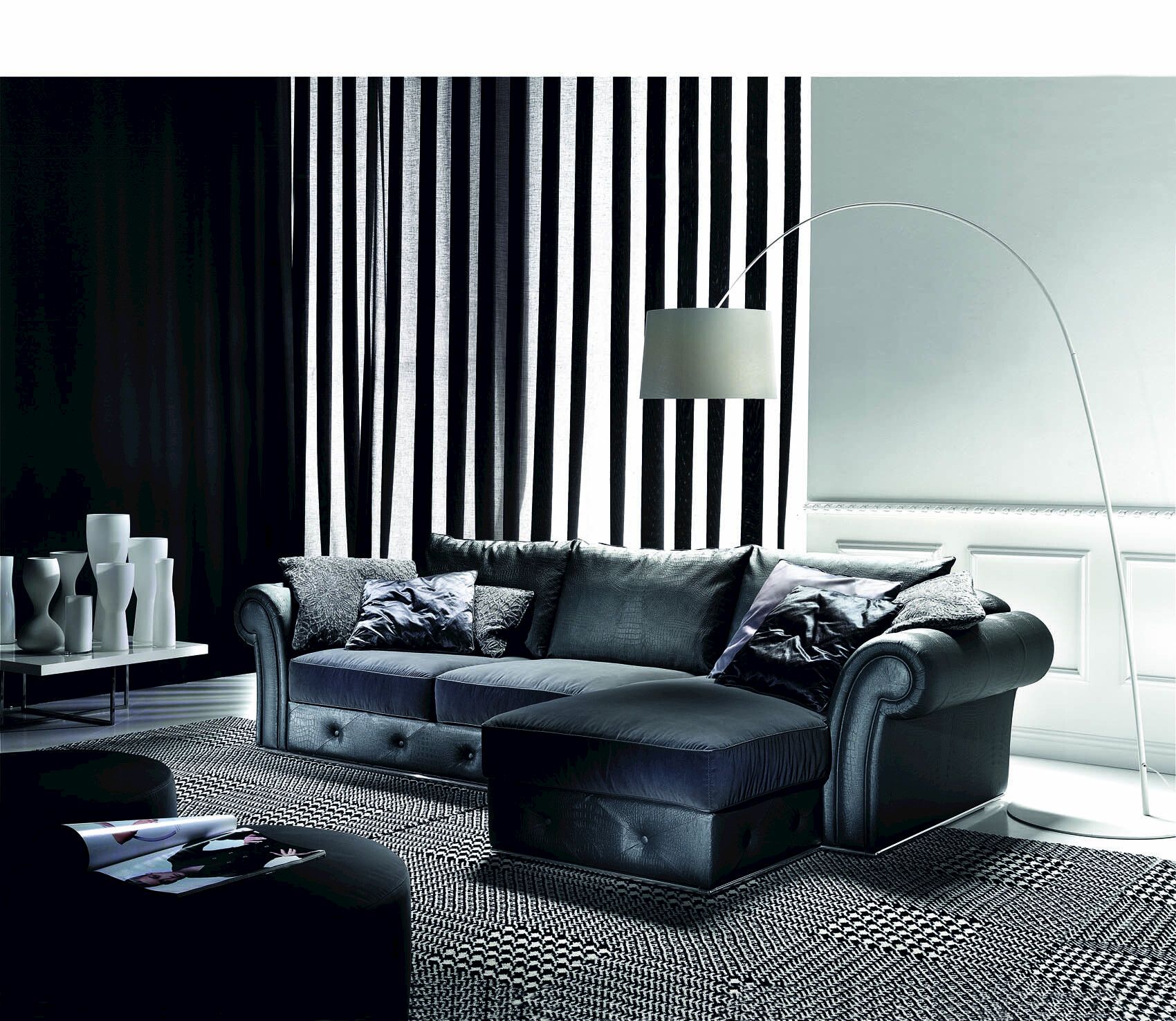 Бархатный диван с полуостровом Former In Italia Ramon Plus ARCH-00072692 - Вид №1