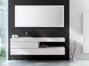 Fiora Подвесная тумба под умывальник из мдф с ящиками и зеркалом Making