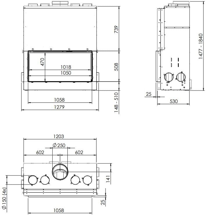Встроенный дровяной камин на стене KALFIRE W105/47F ARCH-00027554 - Вид №3