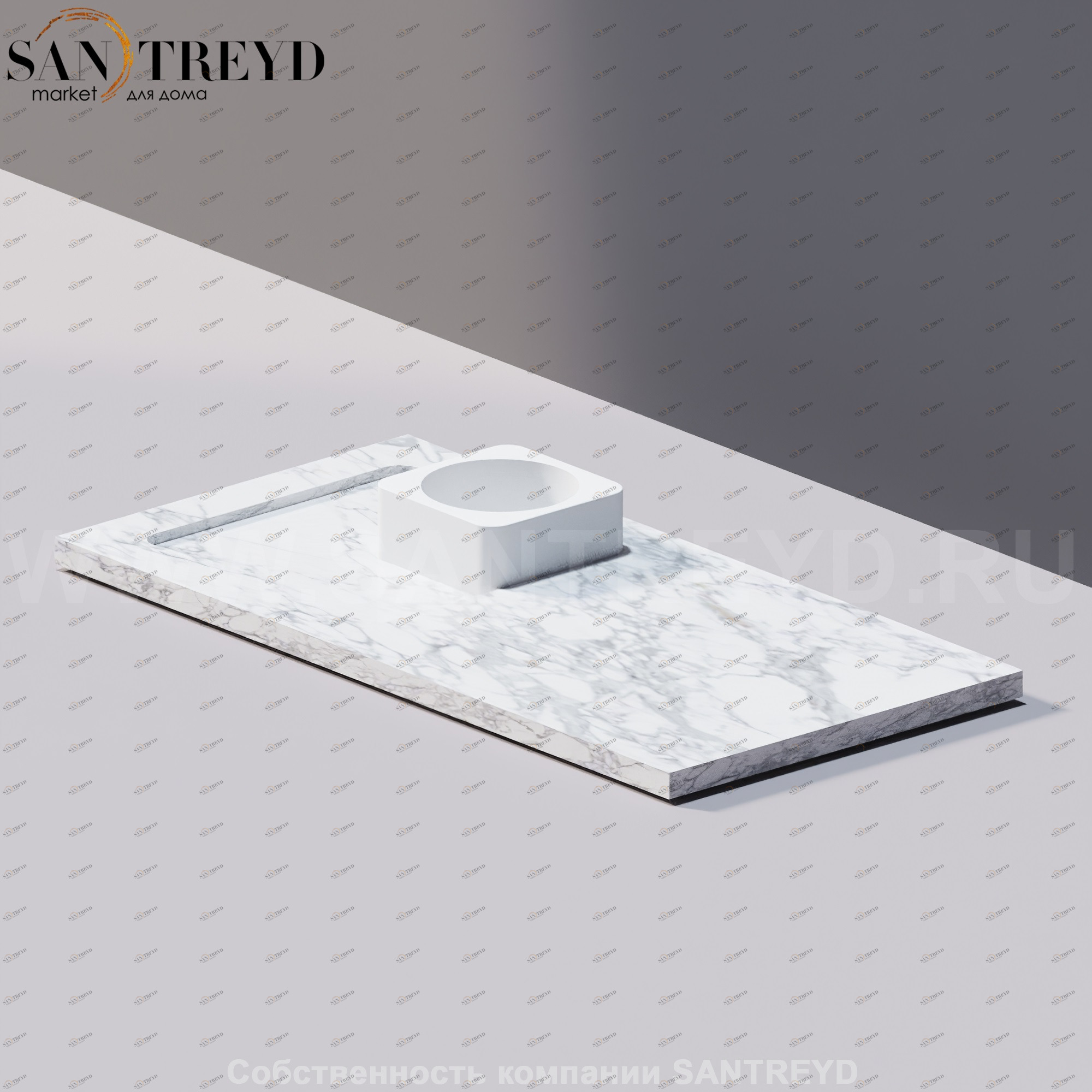 Agape SURF Мыльница / Универсальный лоток 20 см из белого мрамора ACOM627MC