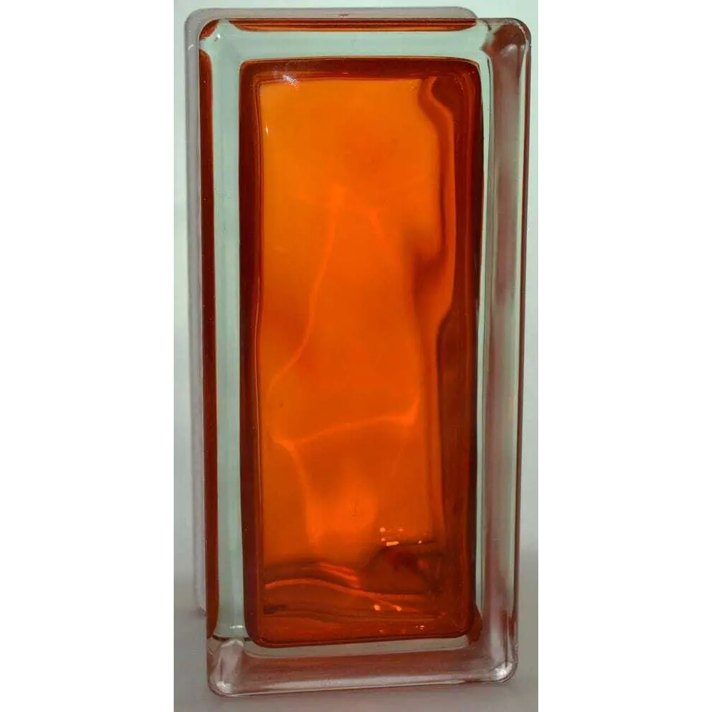 Стеклоблок Vitrablock Волна окрашенный внутри половинка цвет оранжевый STLM-2003492