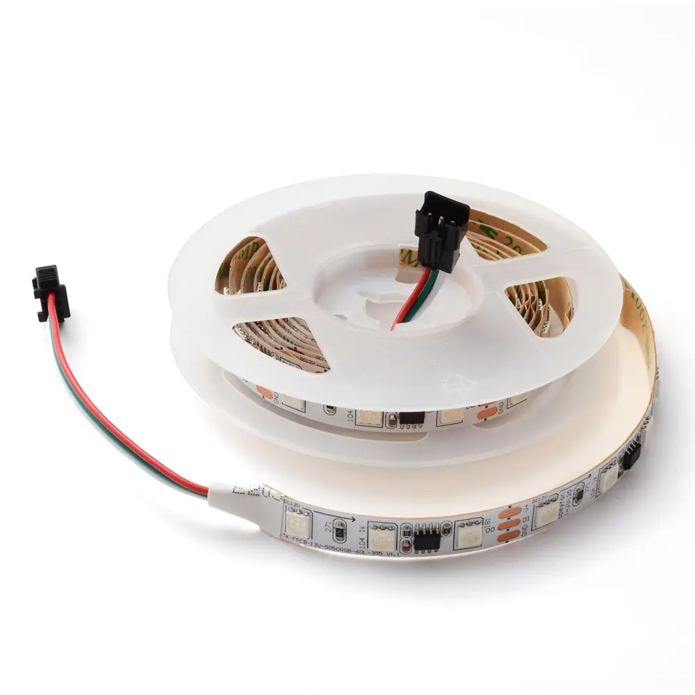 Светодиодная лента адресная SMD 5050 60 диод/14.4 Вт/м 12 В 10 мм IP20 2 м RGB белая подложка APEYRON STLM-2168943 - Вид №11