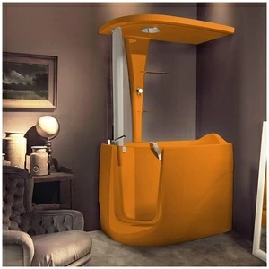 Ванна с кабиной GRUPPO TREESSE GEN-X STD-V3317|B3311-DX оранжевая угловая сидячая с дверью правосторонняя