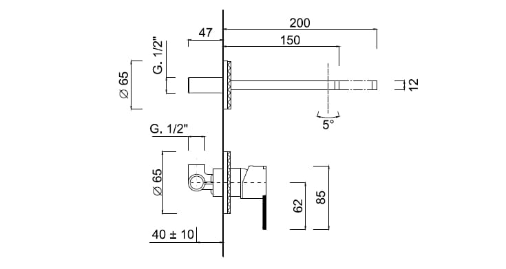 Настенный смеситель для раковины Rubinetteria Giulini Surf Deluxe ARCH-00125249 - Вид №2
