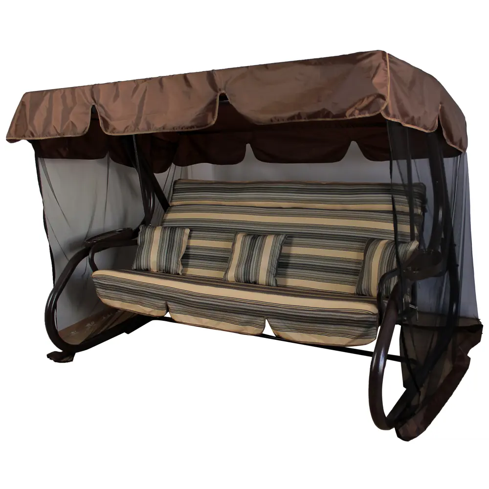 Качели садовые Greengard Атланта 4-х местные (до 400 кг) коричневый STLM-2038100 - Вид №1