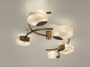 Светодиодный потолочный светильник ручной работы из металла и алебастра