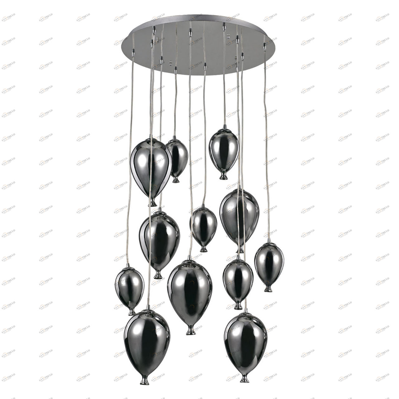 Люстра дизайнерская Quirrell хром Clown SP12 IDEAL LUX ДИЗАЙНЕРСКИЕ, КАСКАД 057301 Хром 