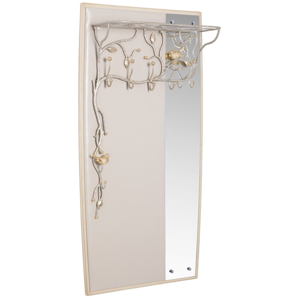 15011 Вешалка настенная Терра (с зеркалом) Айвори Мраморное золото BOGACHO 4627196590557