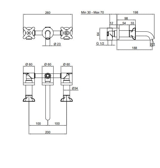 Настенный смеситель для раковины с 3 отверстиями Antoniolupi штамп ARCH-00113580 - Вид №2