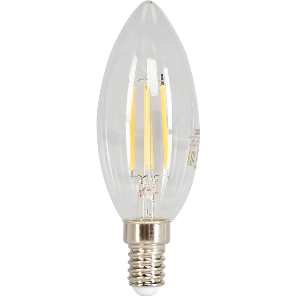 Лампа светодиодная Osram E14 220 В 6 Вт свеча прозрачная 800 лм белый свет 82481270 STLM-2029484 