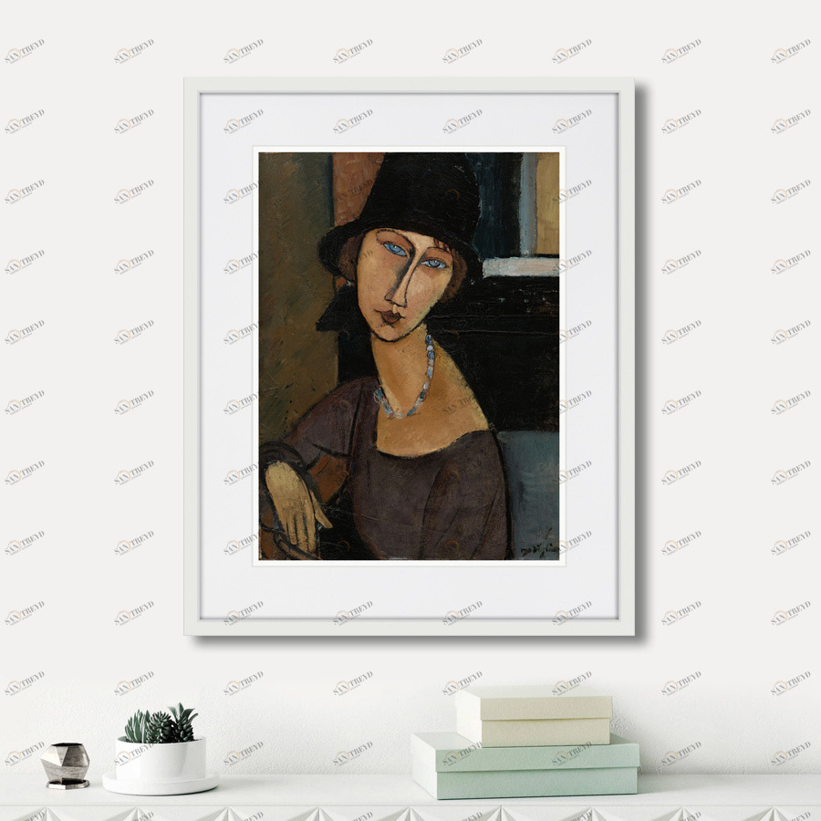 Картина в деревянной раме 52х42 см Jeanne hebuterne (au chapeau), 1917г. КАРТИНЫ В КВАРТИРУ  264549 Белый;коричневый;разноцветный 